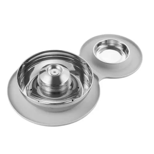 best 2-in-1 Set : Stainless Steel Cat Water Fountain And Dog Bowl