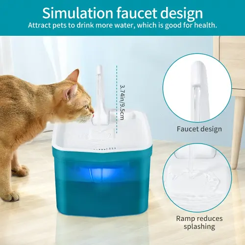 simulation faucet design pet water fountain and a cat