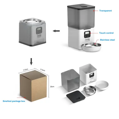 automatic pet feeder package list with a small box